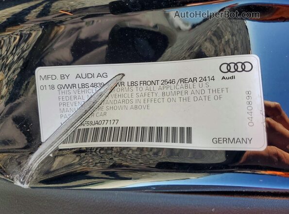 WAUP4AF59JA077177 2018 AUDI S5 Черный Вид подкапотного пространства