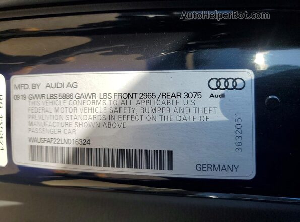 WAUSFAF22LN016324 2020 AUDI S7 Черный Вид подкапотного пространства