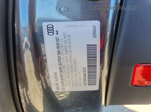 WAUTPBF2XMN072519 2021 AUDI OTHER Серебряный Вид наклейки с VIN-кодом