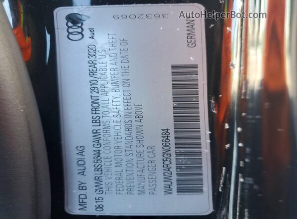 WAUW2AFC5GN066484 2016 AUDI S7 Черный Вид наклейки с VIN-кодом