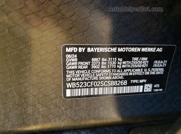WB523CF02SCS88268 2025 BMW IX Black VIN կոդի պիտակի տեսք