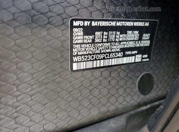 WB523CF09PCL65340 2023 BMW IX Black Vista interior de 360 grados