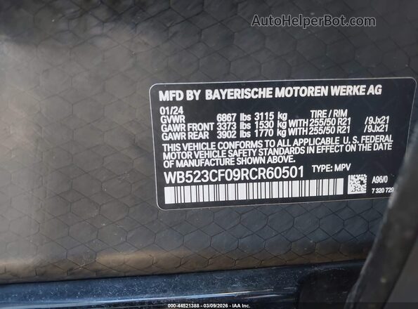 WB523CF09RCR60501 2024 BMW IX White Vista del compartimento del motor