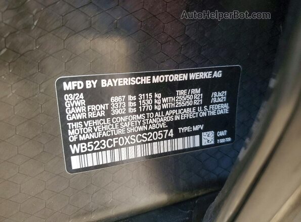 WB523CF0XSCS20574 2025 BMW IX Gray Vista de la etiqueta del VIN