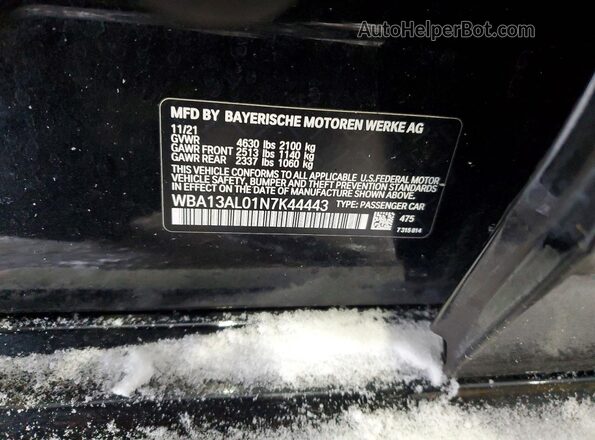 WBA13AL01N7K44443 2022 BMW M2 Black Widok naklejki z numerem VIN