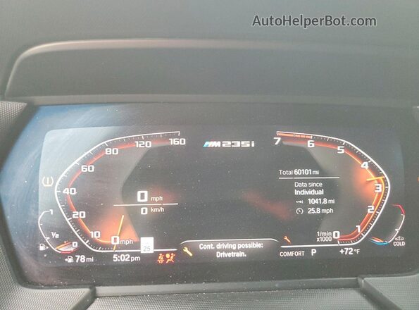 WBA13AL02L7F78822 2020 BMW M2 Черный Вид щитка приборов