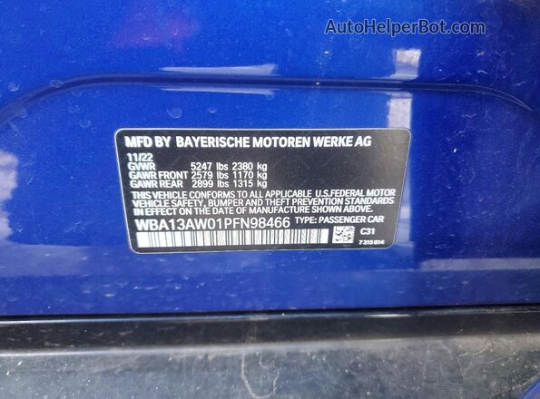 WBA13AW01PFN98466 2023 BMW M4 Синий Вид подкапотного пространства
