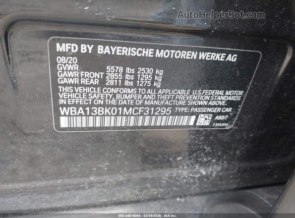 WBA13BK01MCF31295 2021 BMW 5 SERIES Gray Widok komory silnika