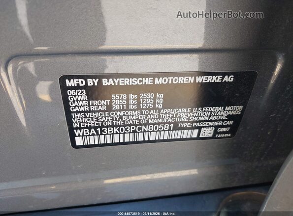 WBA13BK03PCN80581 2023 BMW M5 Gray Vista del compartimento del motor