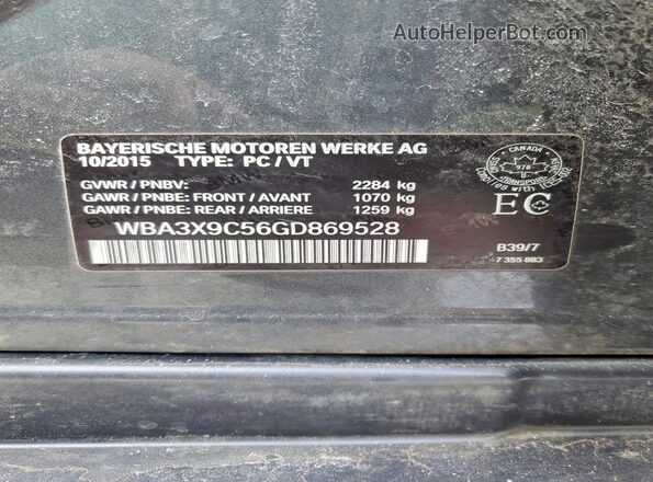 WBA3X9C56GD869528 2016 BMW OTHER Charcoal Вид підкапотного простору
