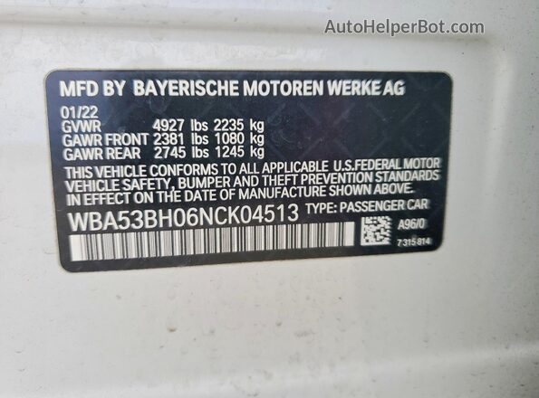 WBA53BH06NCK04513 2022 BMW OTHER White Widok komory silnika