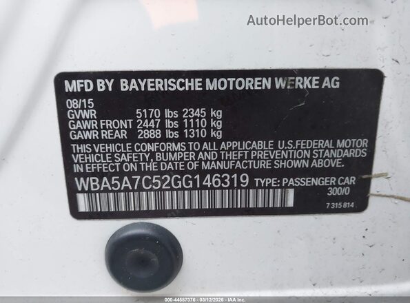 WBA5A7C52GG146319 2016 BMW OTHER Белый Вид подкапотного пространства