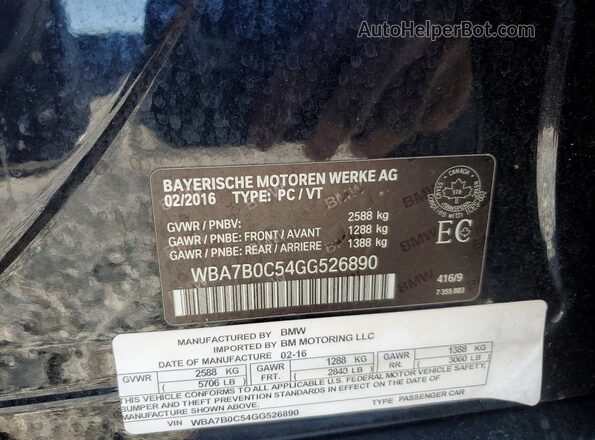 WBA7B0C54GG526890 2016 BMW OTHER Blue Շարժիչի բաժամունքի տեսք