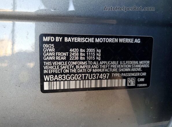 WBA83GG02T7U37497 2026 BMW OTHER Silver Вид підкапотного простору
