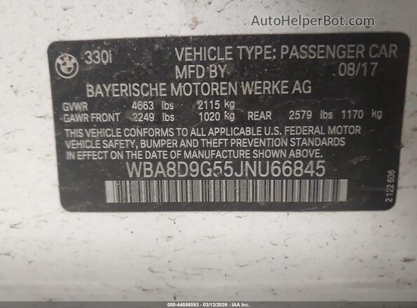 WBA8D9G55JNU66845 2018 BMW OTHER Белый Вид подкапотного пространства