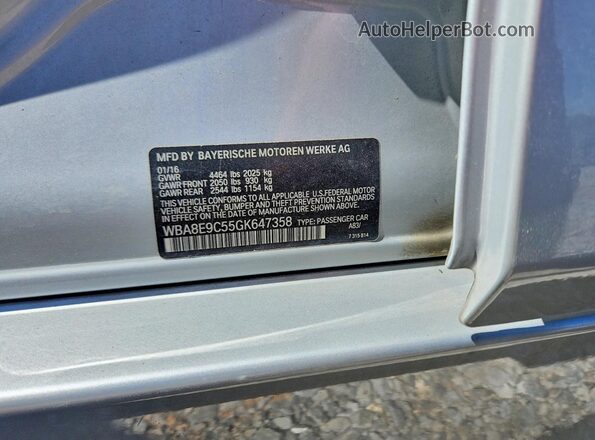 WBA8E9C55GK647358 2016 BMW OTHER Серебряный Вид подкапотного пространства