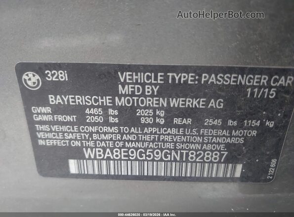 WBA8E9G59GNT82887 2016 BMW OTHER Серый Вид подкапотного пространства