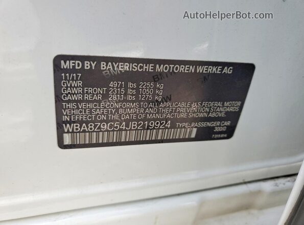 WBA8Z9C54JB219924 2018 BMW OTHER Белый Вид подкапотного пространства