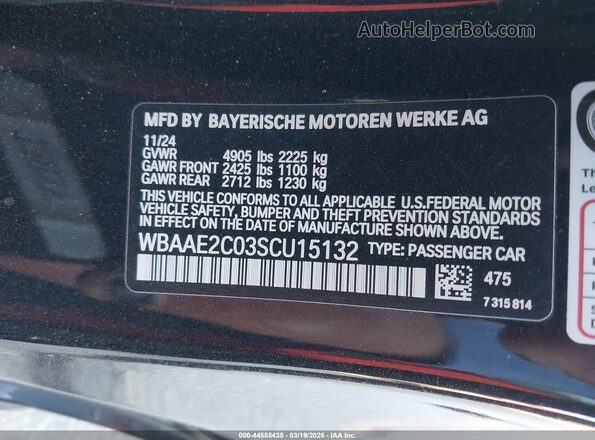 WBAAE2C03SCU15132 2025 BMW OTHER Black Widok komory silnika