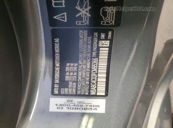 WBABC4C03PCM95366 2023 BMW M8 Gray Вид наклейки з VIN-кодом