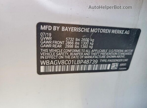 WBAGV8C01LBP48739 2020 BMW M8 White Вид наклейки з VIN-кодом