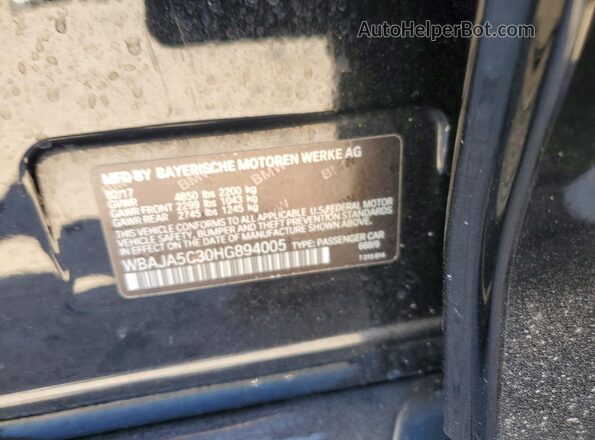 WBAJA5C30HG894005 2017 BMW OTHER Black Widok naklejki z numerem VIN