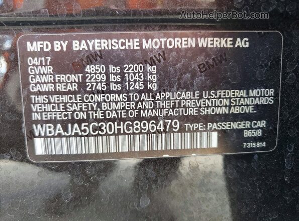 WBAJA5C30HG896479 2017 BMW OTHER Черный Вид подкапотного пространства