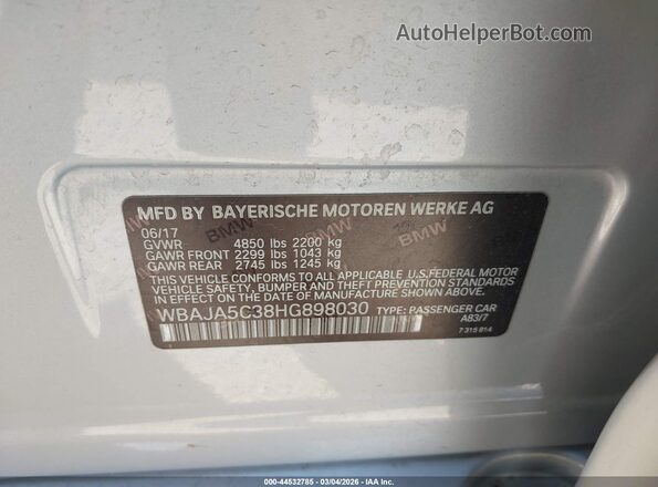 WBAJA5C38HG898030 2017 BMW OTHER Серый Вид подкапотного пространства