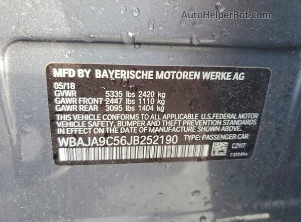 WBAJA9C56JB252190 2018 BMW 5 SERIES Серый Вид подкапотного пространства