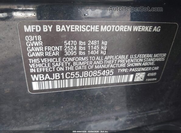 WBAJB1C55JB085495 2018 BMW 5 SERIES Black Engine compartment view