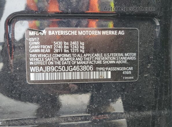 WBAJB9C50JG463806 2018 BMW M5 Черный Вид наклейки с VIN-кодом