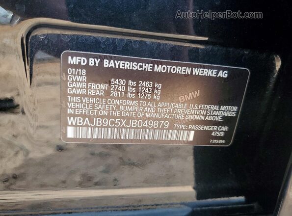 WBAJB9C5XJB049879 2018 BMW M5 Черный Вид подкапотного пространства