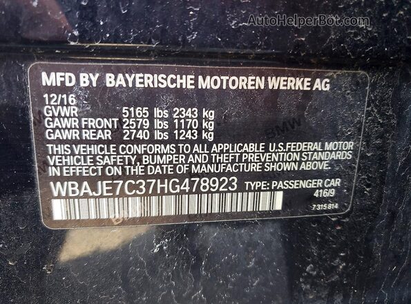 WBAJE7C37HG478923 2017 BMW 5 SERIES Черный Вид подкапотного пространства