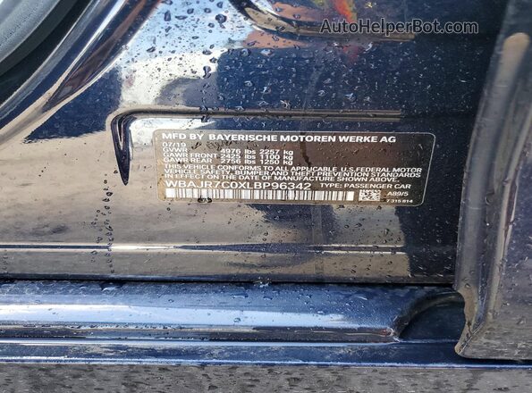 WBAJR7C0XLBP96342 2020 BMW OTHER Blue Widok naklejki z numerem VIN