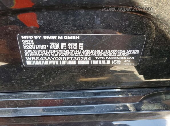 WBS43AY03RFT30284 2024 BMW M3 Black Widok komory silnika