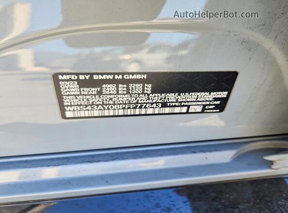 WBS43AY08PFP77643 2023 BMW M3 Gray Вид підкапотного простору