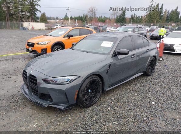 WBS43AY0XNFM61139 2022 BMW M3 Gray Vista tres cuartos delantera izquierda