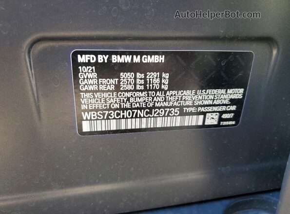 WBS73CH07NCJ29735 2022 BMW M5 Серый Вид подкапотного пространства
