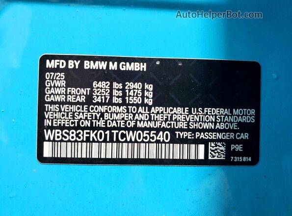 WBS83FK01TCW05540 2026 BMW M5 Синий Вид подкапотного пространства