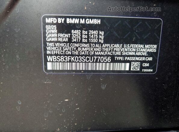 WBS83FK03SCU77056 2025 BMW M5 Black Vista del compartimento del motor