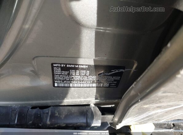 WBSJF0C58KB448397 2019 BMW M5 Серый Вид подкапотного пространства