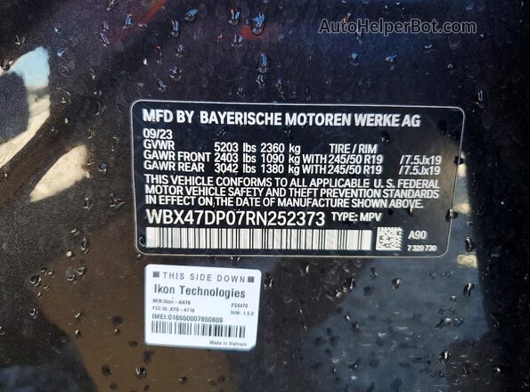 WBX47DP07RN252373 2024 BMW X3 Gray VIN կոդի պիտակի տեսք