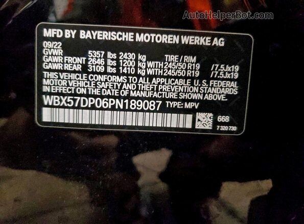 WBX57DP06PN189087 2023 BMW X3 Black Панорамний вид салону 360°