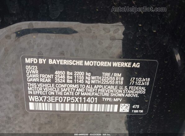 WBX73EF07P5X11401 2023 BMW X1 Black Widok komory silnika