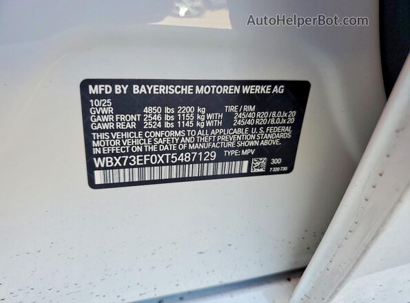 WBX73EF0XT5487129 2026 BMW X1 Белый Панорамный вид салона 360°