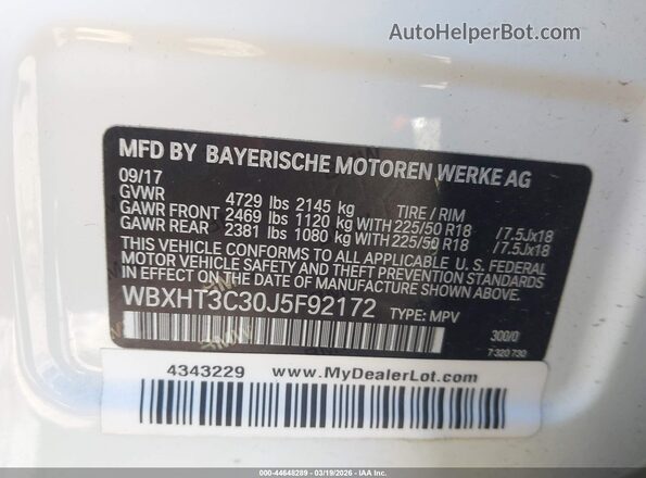 WBXHT3C30J5F92172 2018 BMW X1 Белый Вид подкапотного пространства