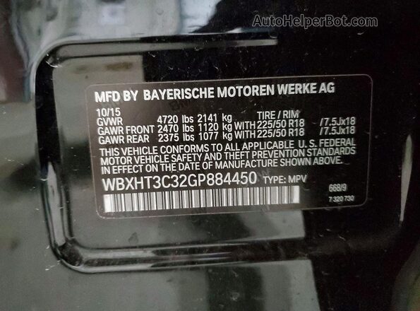WBXHT3C32GP884450 2016 BMW X1 Black Widok komory silnika