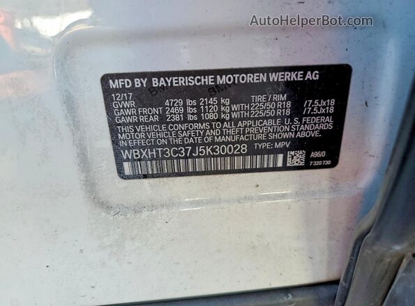 WBXHT3C37J5K30028 2018 BMW X1 Белый Панорамный вид салона 360°