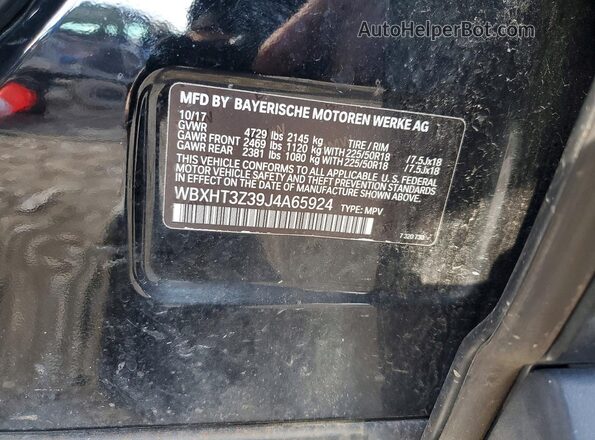 WBXHT3Z39J4A65924 2018 BMW X1 Черный Вид наклейки с VIN-кодом