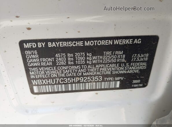 WBXHU7C35HP925353 2017 BMW X1 Белый Вид подкапотного пространства